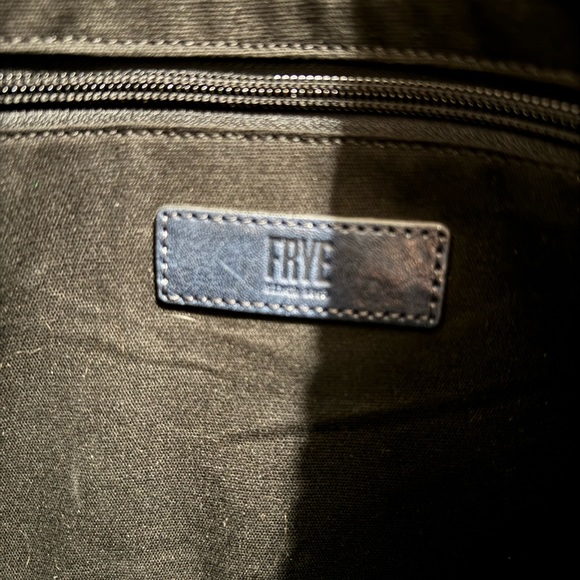 FRYE Navy Metallic Leather Ella Double Handle Crossbody Handbag - Picture 5 of 16